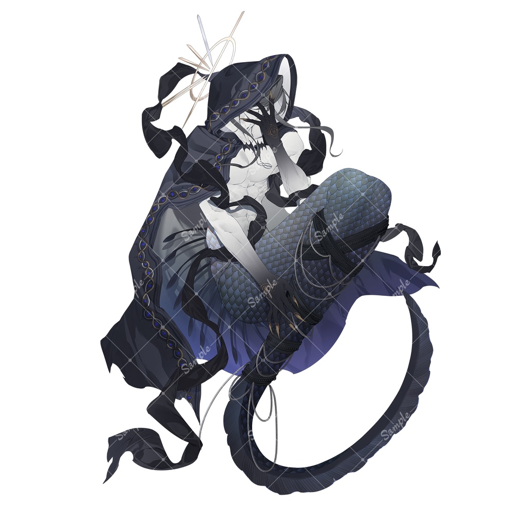 【立ち絵素材】深海の男人魚【立ち絵のみ】