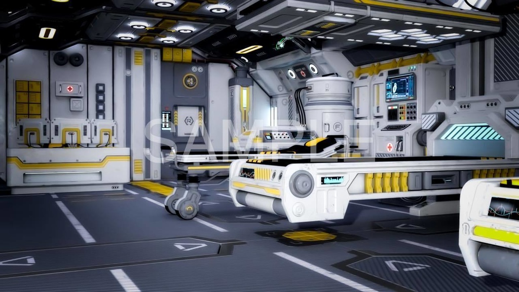 医療施設3枚セット・近未来背景イラスト素材