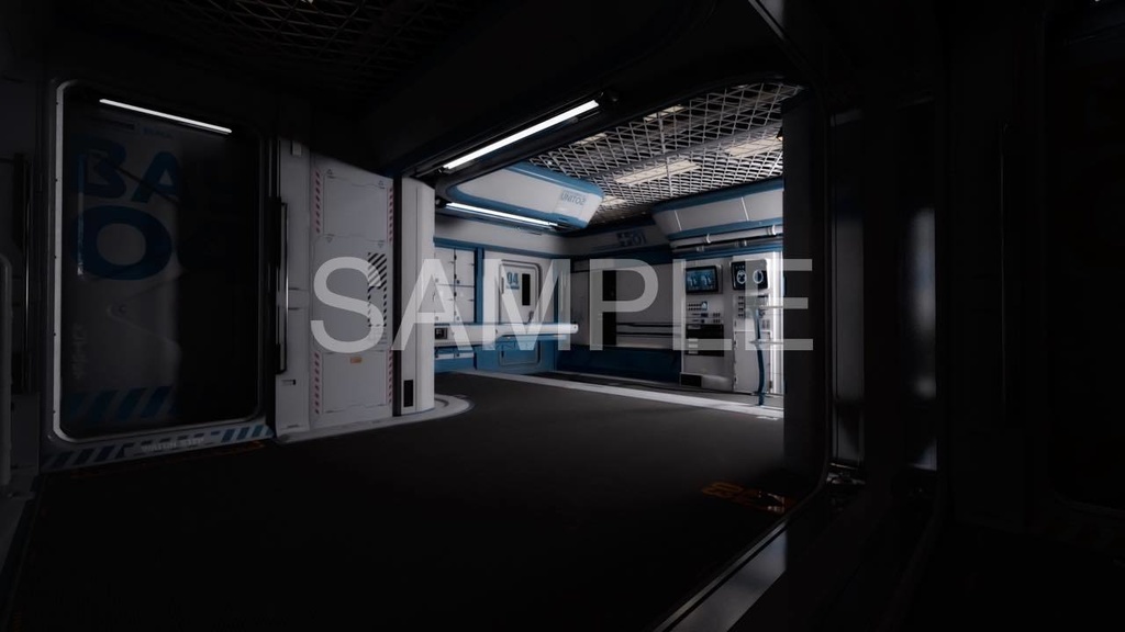 居住区プライベートルーム4枚セット・近未来背景イラスト素材