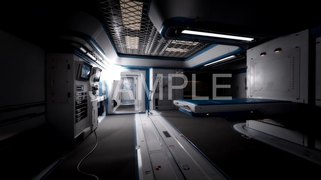 居住区プライベートルーム4枚セット・近未来背景イラスト素材