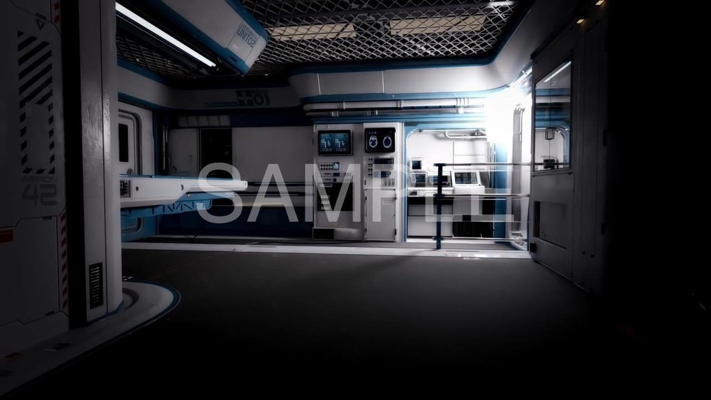 居住区プライベートルーム4枚セット・近未来背景イラスト素材