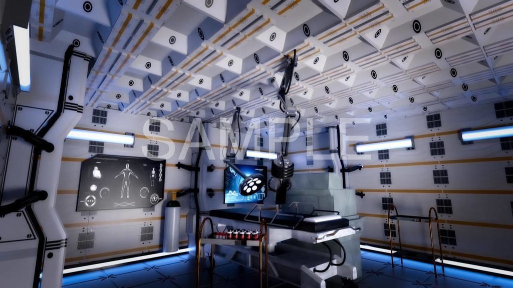 研究施設4枚セット・近未来背景イラスト素材