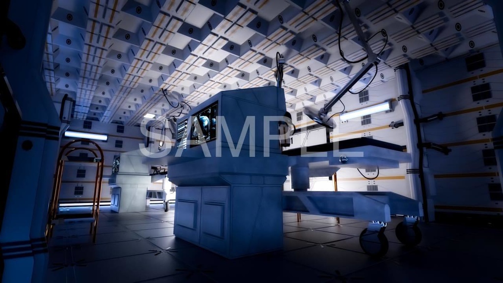 研究施設4枚セット・近未来背景イラスト素材