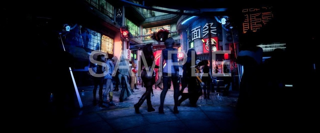 近未来SF・サイバーパンク夜の市街地S2