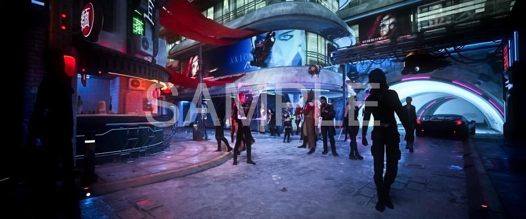 近未来SF・サイバーパンク夜の市街地S3