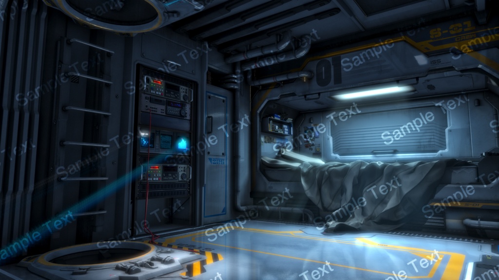 居住区ベッドルームA・アニメ風イラスト・近未来背景イラスト素材【商用利用向け】