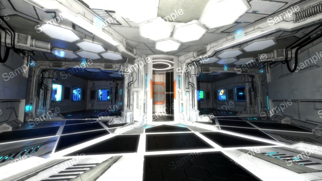 近未来研究施設4枚セット・イラスト素材【商用利用向け】