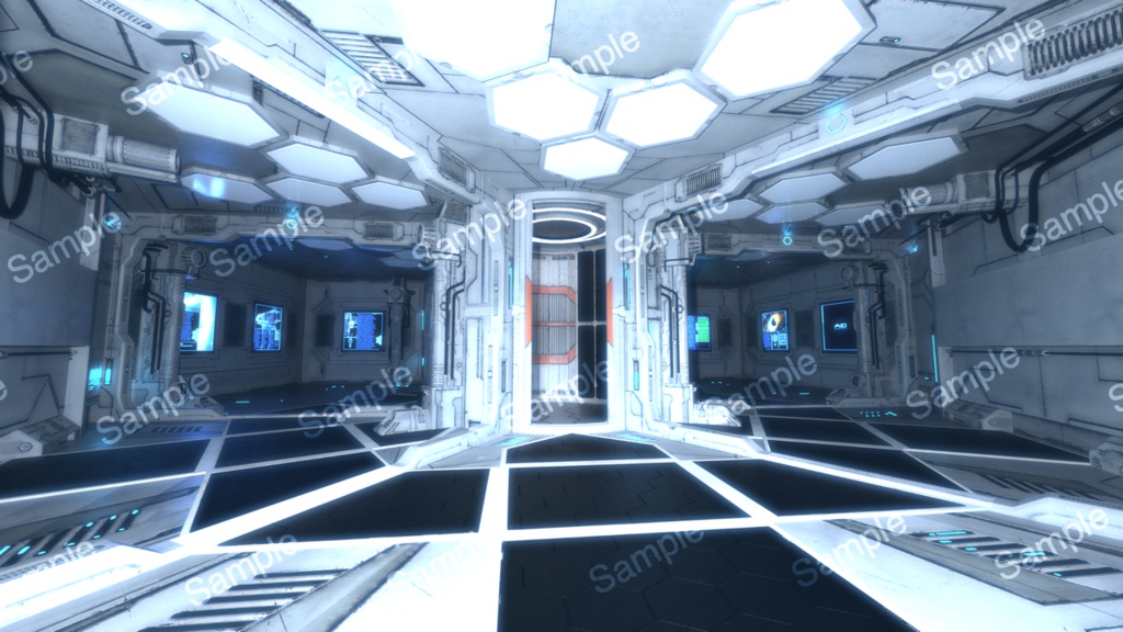 近未来研究施設4枚セット・イラスト素材【商用利用向け】