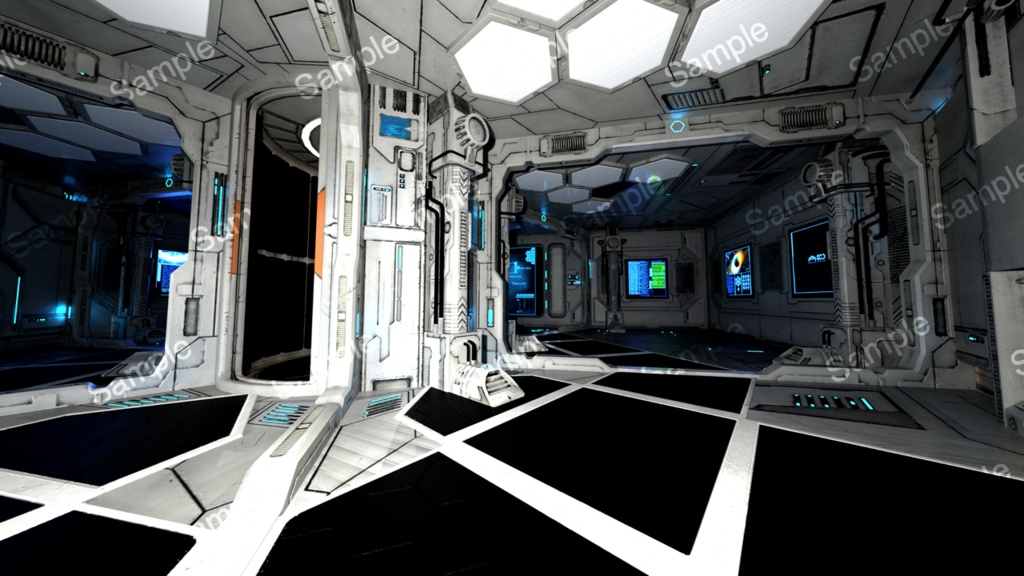 近未来研究施設4枚セット・イラスト素材【商用利用向け】