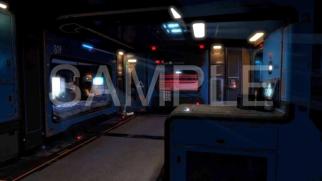 サイバーパンク・マイルーム2枚セット(各色調2種4枚)近未来アニメ風イラスト素材