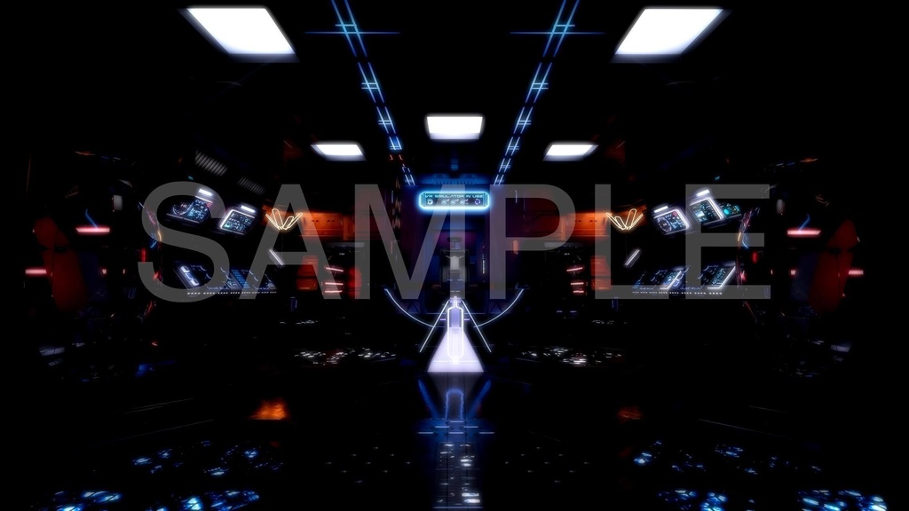 サイバーなVRコンピュータールーム色調2種セット|近未来市街地アニメ風イラスト