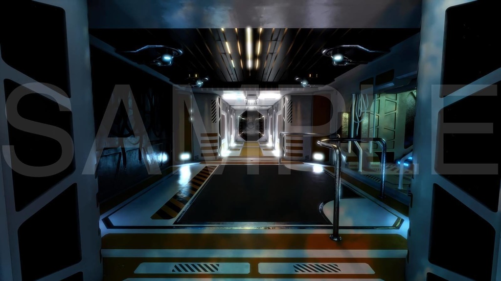 サイバーな地下居住区域・2枚セット|近未来アニメ風イラスト素材