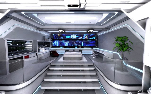 【動く背景イラスト素材】サイバーパンク・ナイトシティーが見える「フューチャー・マイルーム」(MP4+PNG)