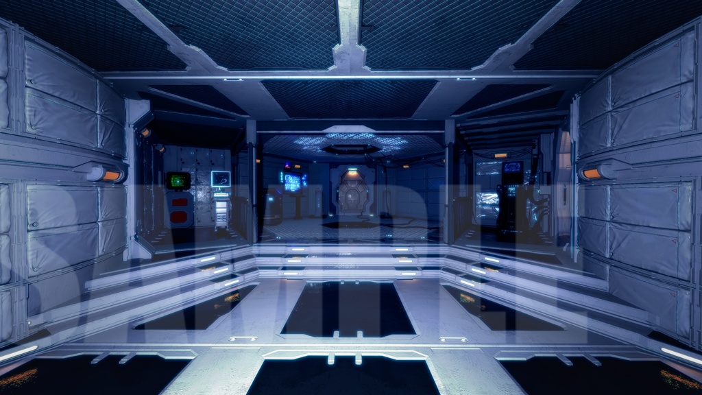 近未来・実験研究施設(色調3枚セット)|近未来アニメ風イラスト素材