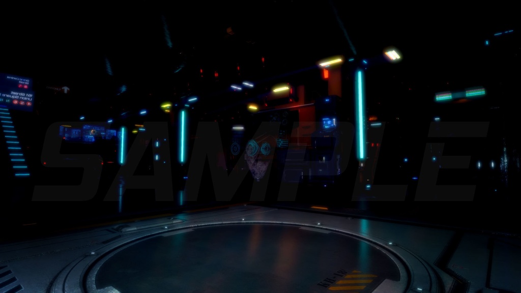 近未来的な工業施設建物内部6枚セット(構図3枚×明暗色調2枚)|近未来アニメ風イラスト素材