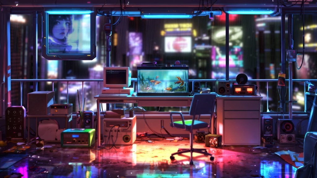 【近未来ルーム背景動画】Retro Future Tokyo Room | ノスタルジー × サイバーパンク 4K Loop2種類セット