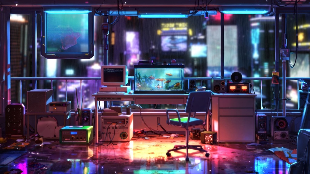 【近未来ルーム背景動画】Retro Future Tokyo Room | ノスタルジー × サイバーパンク 4K Loop2種類セット