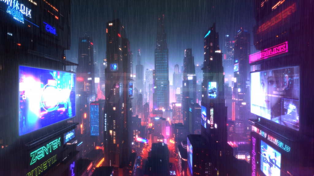 サイバーパンク 背景ループ映像|近未来都市・雨・ネオン(商用利用OK) Cyberpunk Ambient City Loop | Futuristic Rain Neon Background