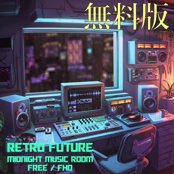 【無料配布/FHD】Retro Future Midnight Music Room｜Lo-Fi・配信背景ループ動画