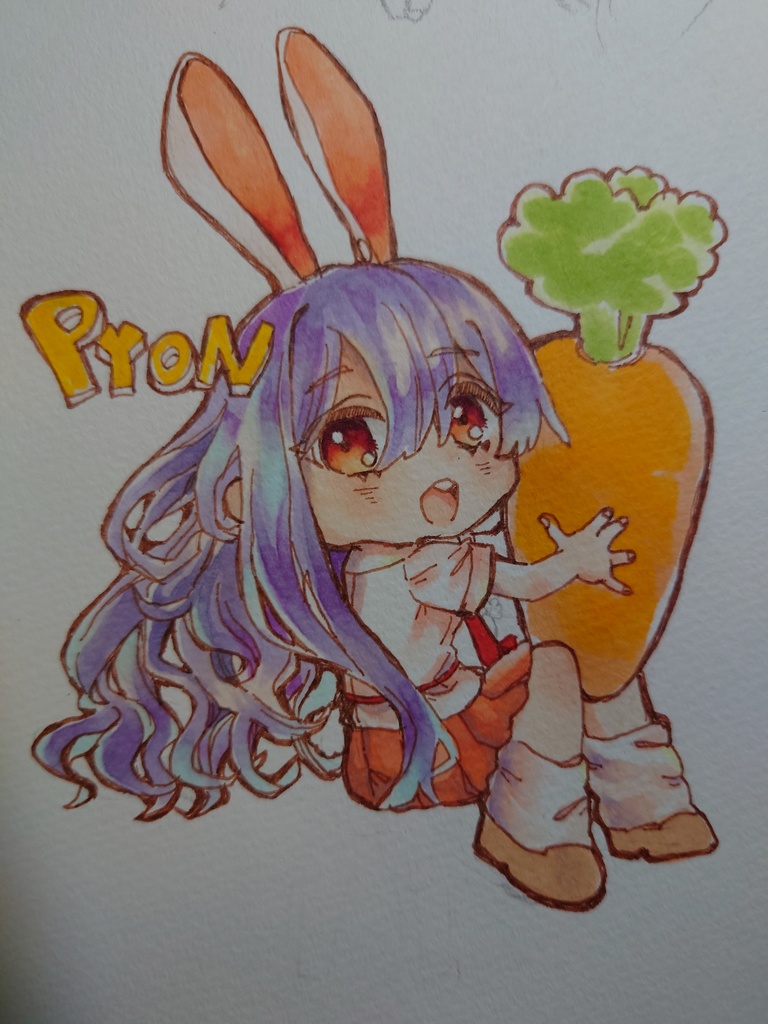 うどんげちゃんミニキャラ原画+せいらんちゃんミニキャラ原画