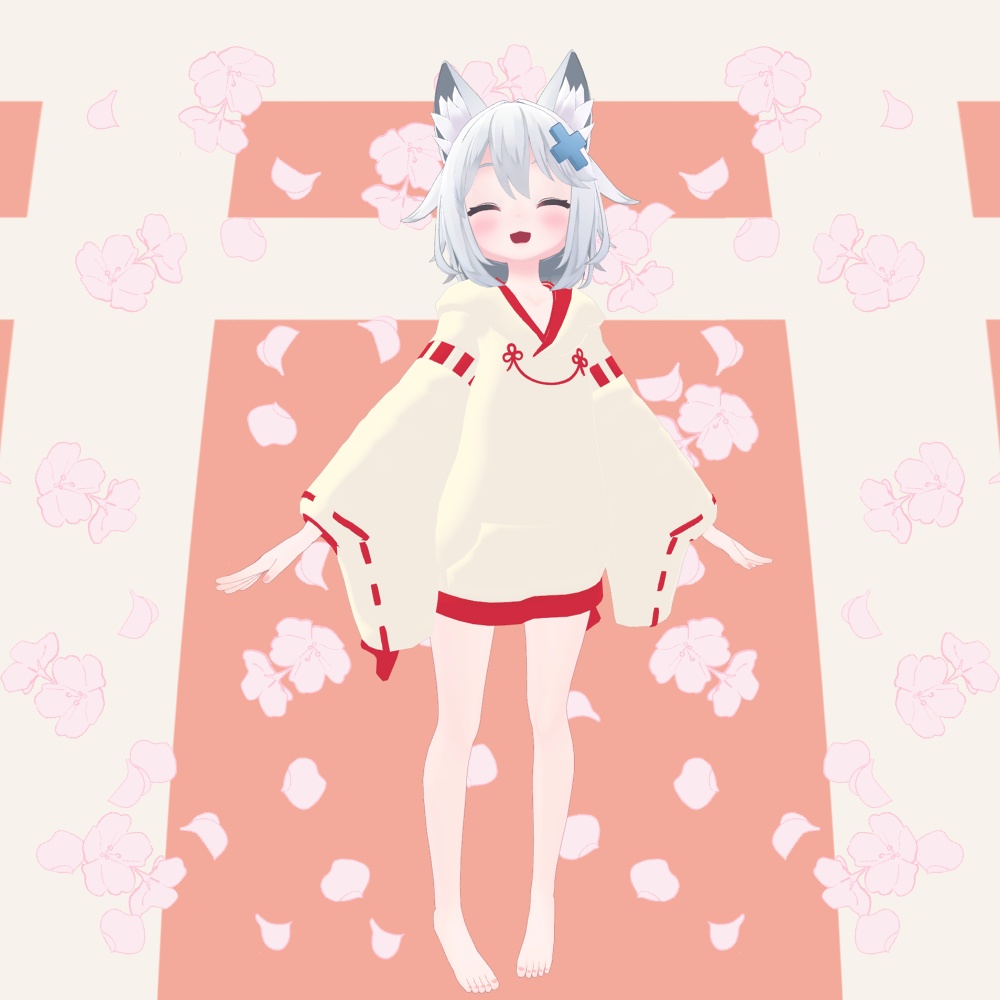 【オリジナル3D衣装】巫女服風パーカー【VRChat想定】