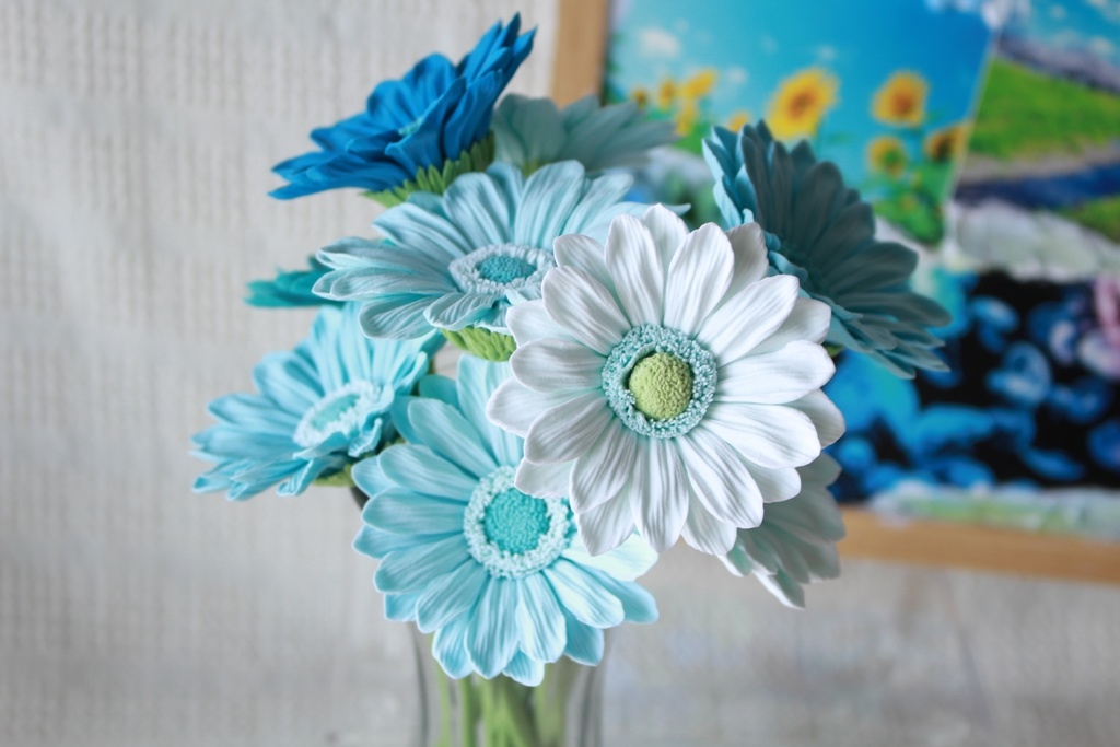 🌈【カラフルアートフェス限定セット】一本仕立てのガーベラ2本セット