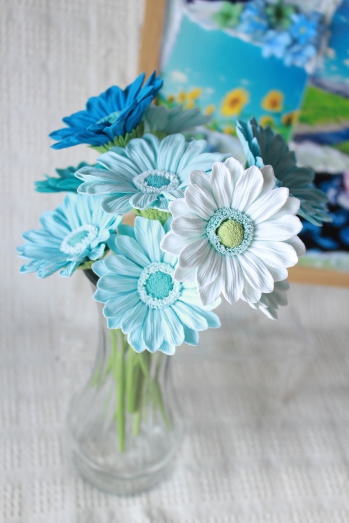 🌈【カラフルアートフェス限定セット】一本仕立てのガーベラ2本セット