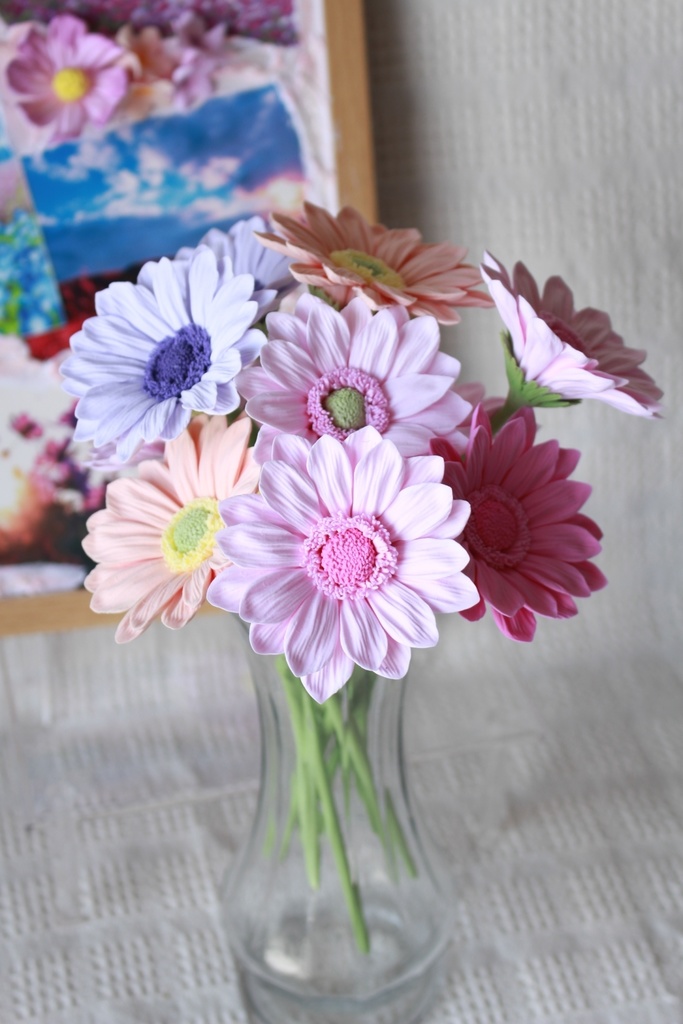 🌈【カラフルアートフェス限定セット】一本仕立てのガーベラ2本セット