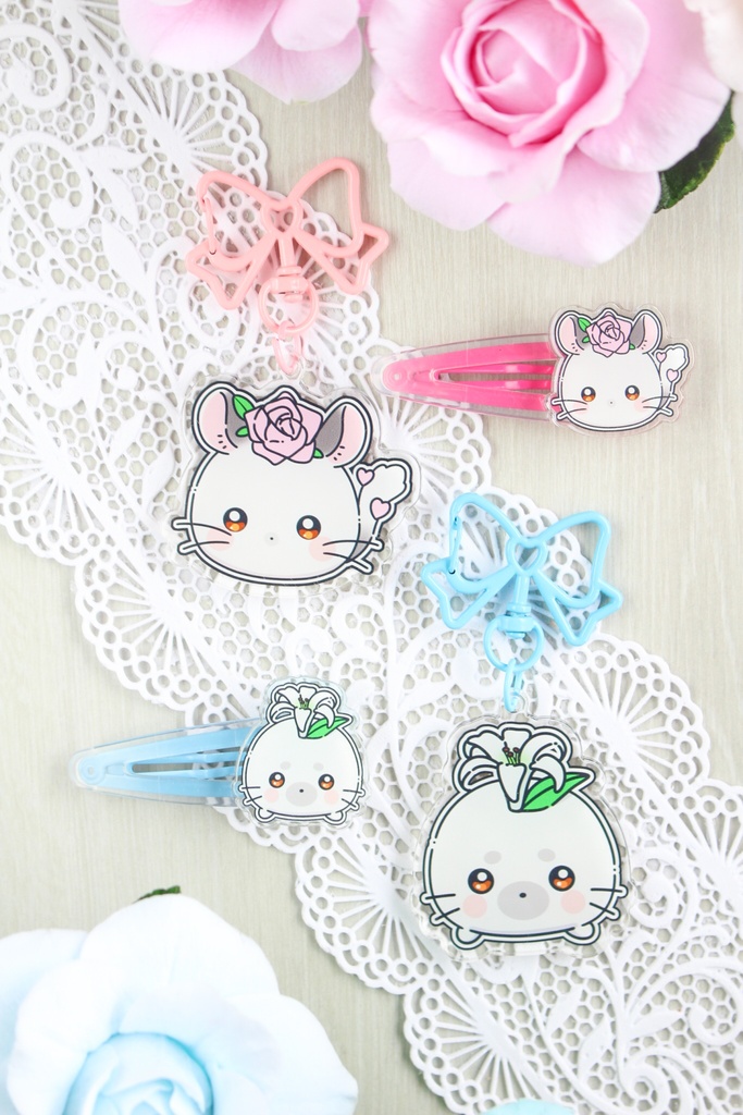 ねじゅ、ぽぬぬ　アクキー&ヘアピン