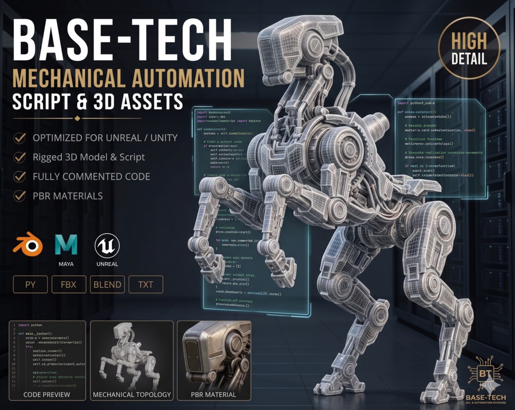 【上級者向け/UE5専用】高精細メカニカルRawアセット（AI生成）＆ 自動化ツール