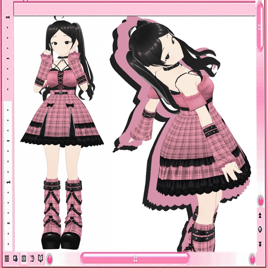 【#VRoid】地雷系Y 2 Kワンピースセット【女性用】【正式版対応済】VRoid texture