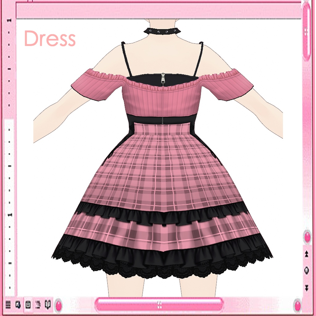 【#VRoid】地雷系Y 2 Kワンピースセット【女性用】【正式版対応済】VRoid texture