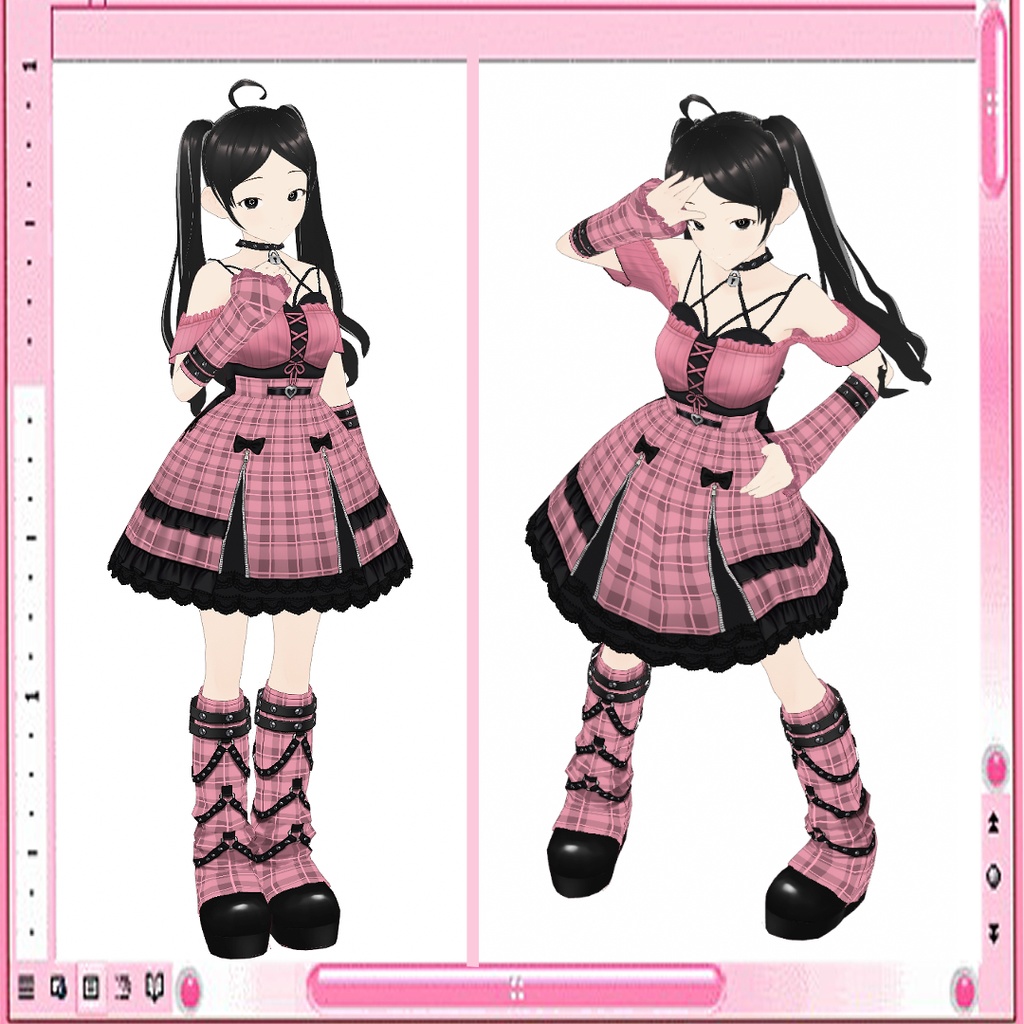 【#VRoid】地雷系Y 2 Kワンピースセット【女性用】【正式版対応済】VRoid texture