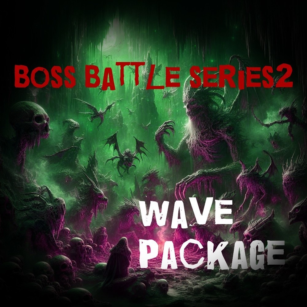 【ロイヤリティフリーBGM】モンスターとの壮大な戦闘・第一弾「BOSS BATTLE SERIES2」有料wave５点パック　※パスワード納品です。