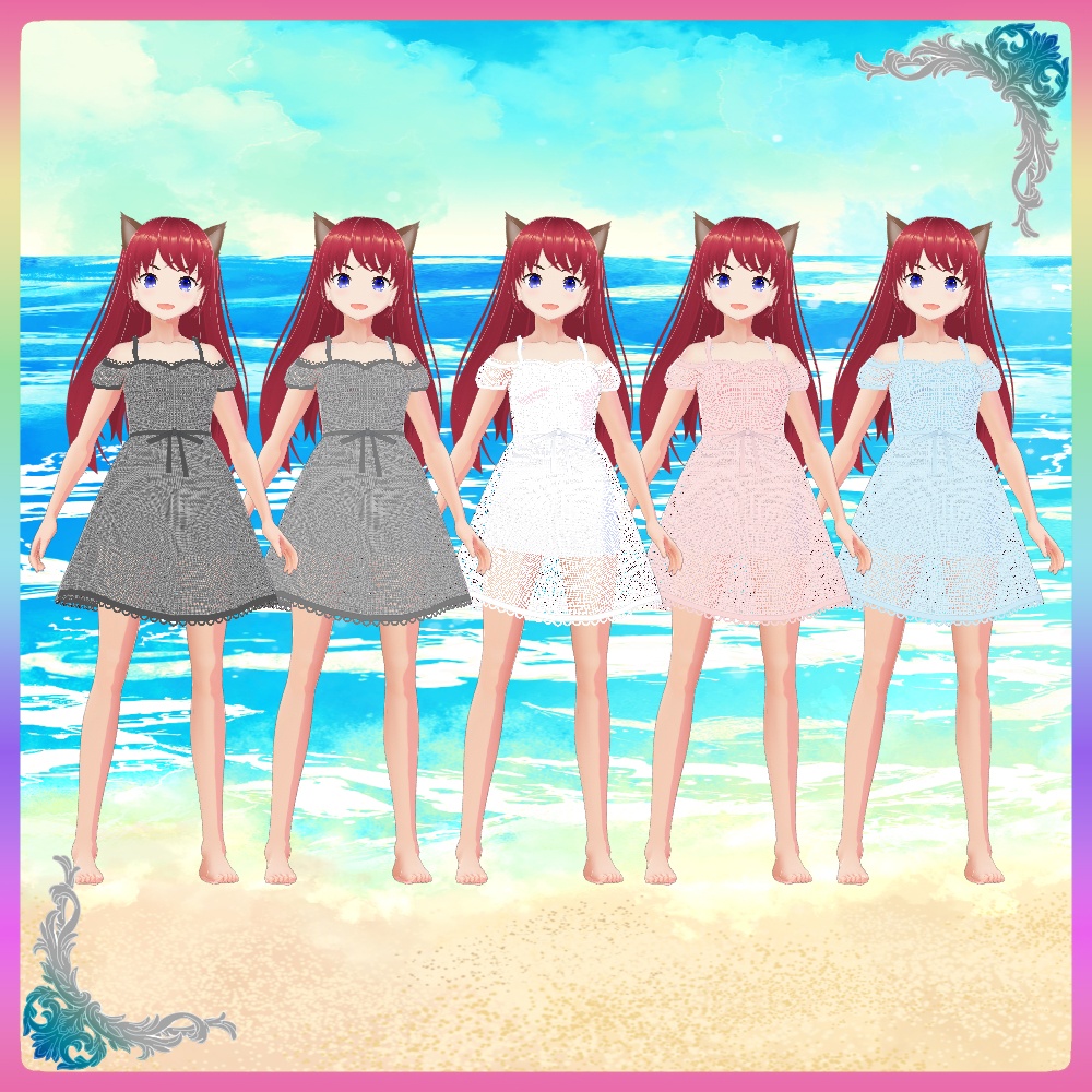 ◆無料配布あり!◆【VRoid正式版】『涼しい夏のシースルーワンピース!』-Cool summer see-through dress!