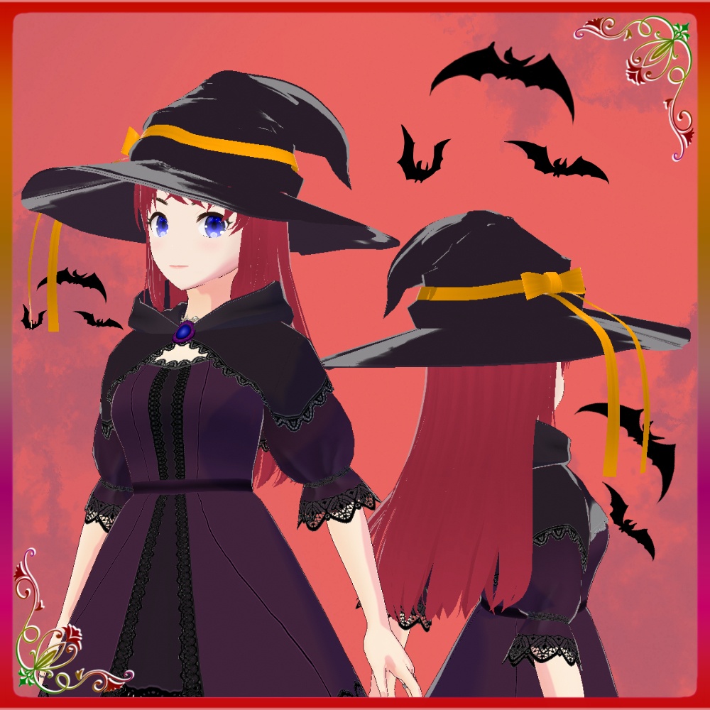 ◆無料配布あり!◆【VRoid正式版】『ふんわりリボン付き魔女っ娘の帽子』-The witch girl's hat
