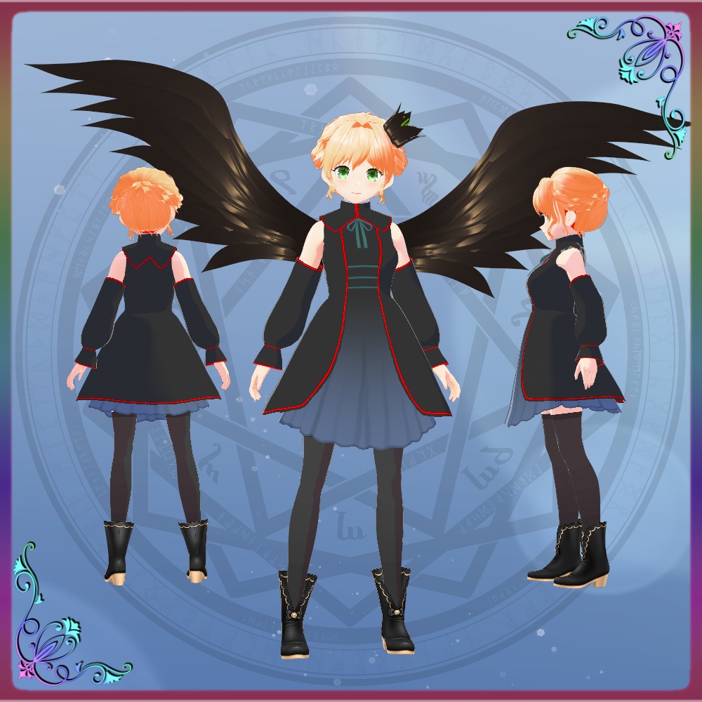 ◆無料配布あり!◆【VRoid正式版】『黒い天使の衣装』-Black Angel Costume