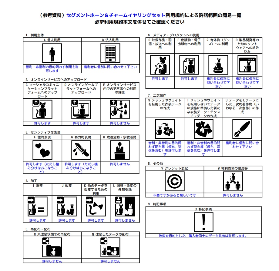 【VRChat想定】 セグメントホーン&チャームイヤリングセット - SharpEdge -