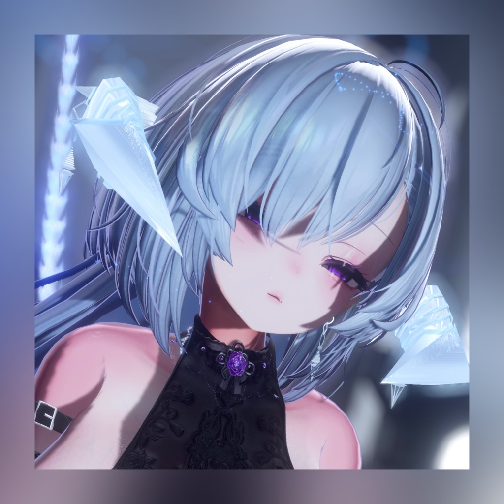 【VRChat想定】 セグメントホーン&チャームイヤリングセット - SharpEdge -