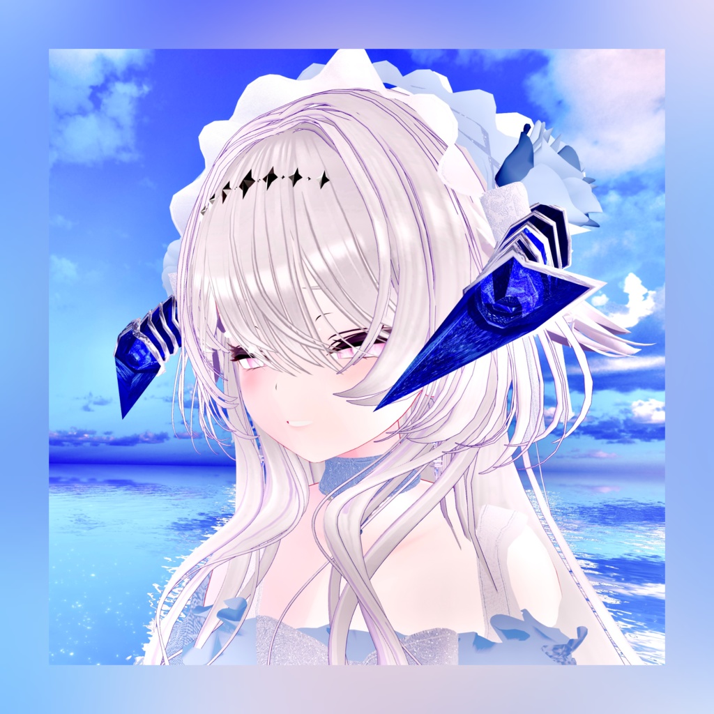 【VRChat想定】 セグメントホーン&チャームイヤリングセット - SharpEdge -