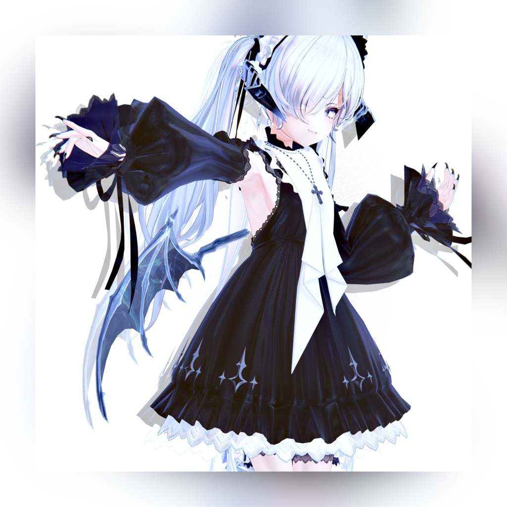 【VRChat想定】 セグメントホーン&チャームイヤリングセット - SharpEdge -