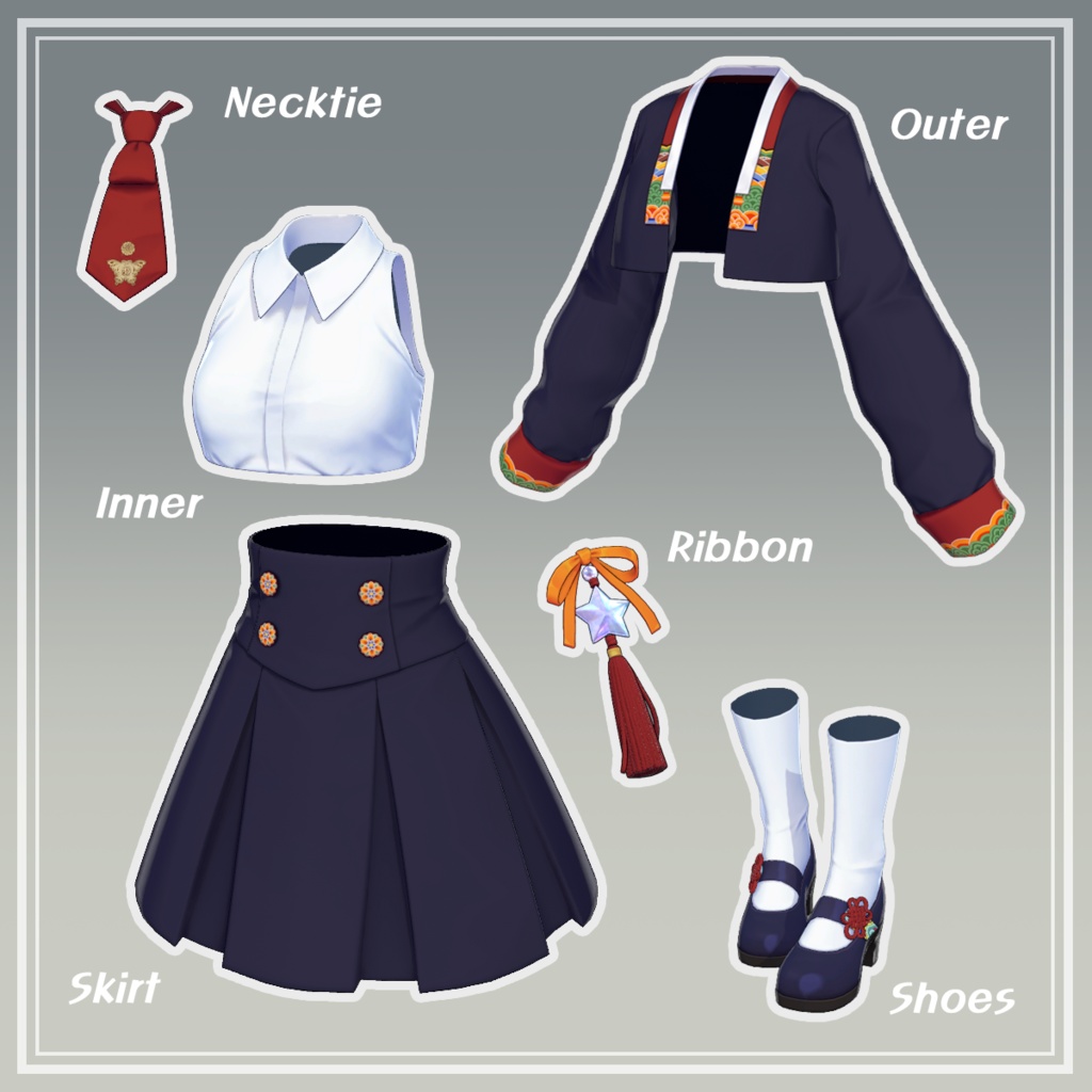 Dancheong(丹靑) School Look 【10アバター対応】