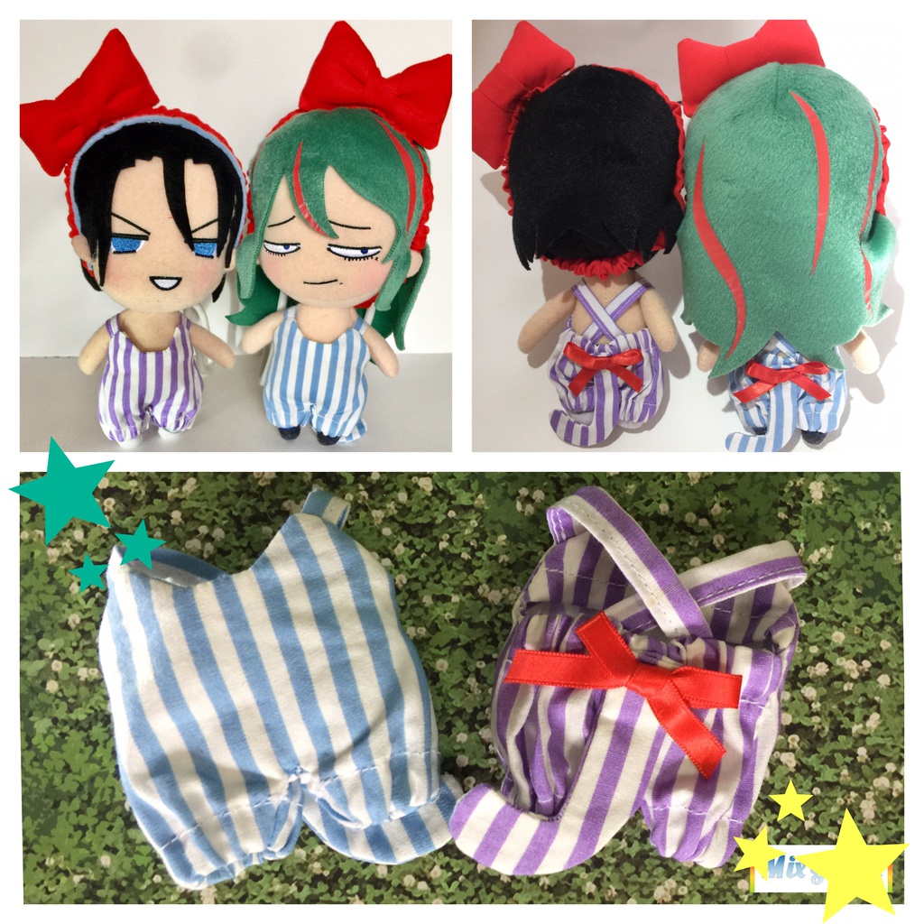 ねこさんサロペットとリボンカチューシャ【水色】