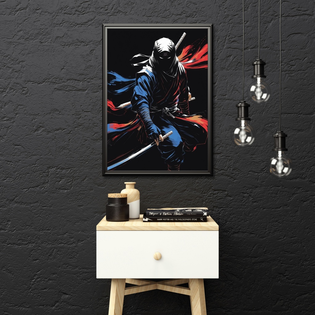 朱と蒼と影 WallArt AI