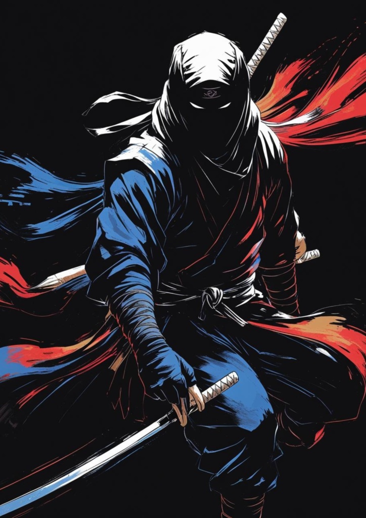 朱と蒼と影 WallArt AI