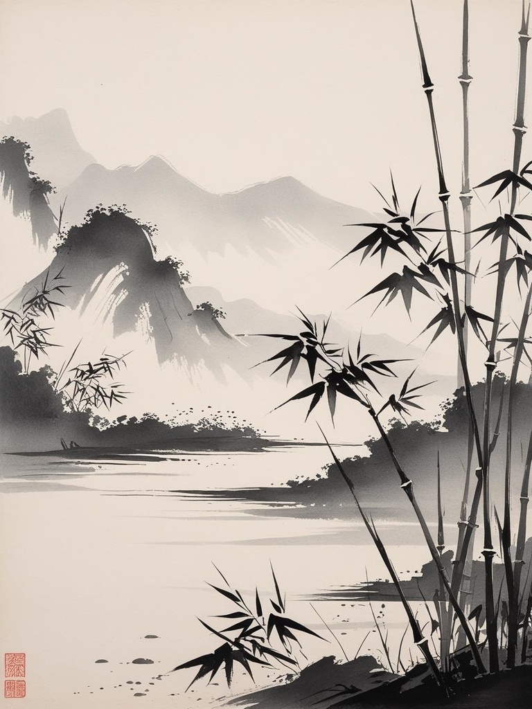 しずく墨景　WallArt　AI