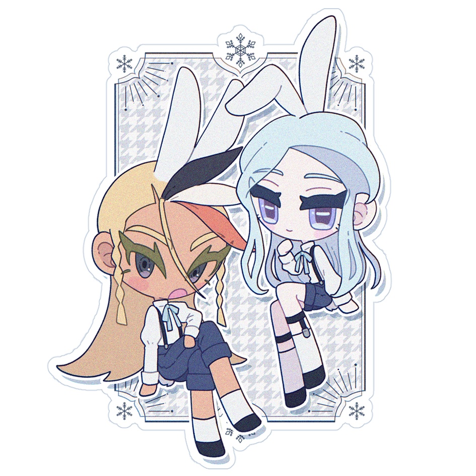 ダイカットステッカー winter bunnies