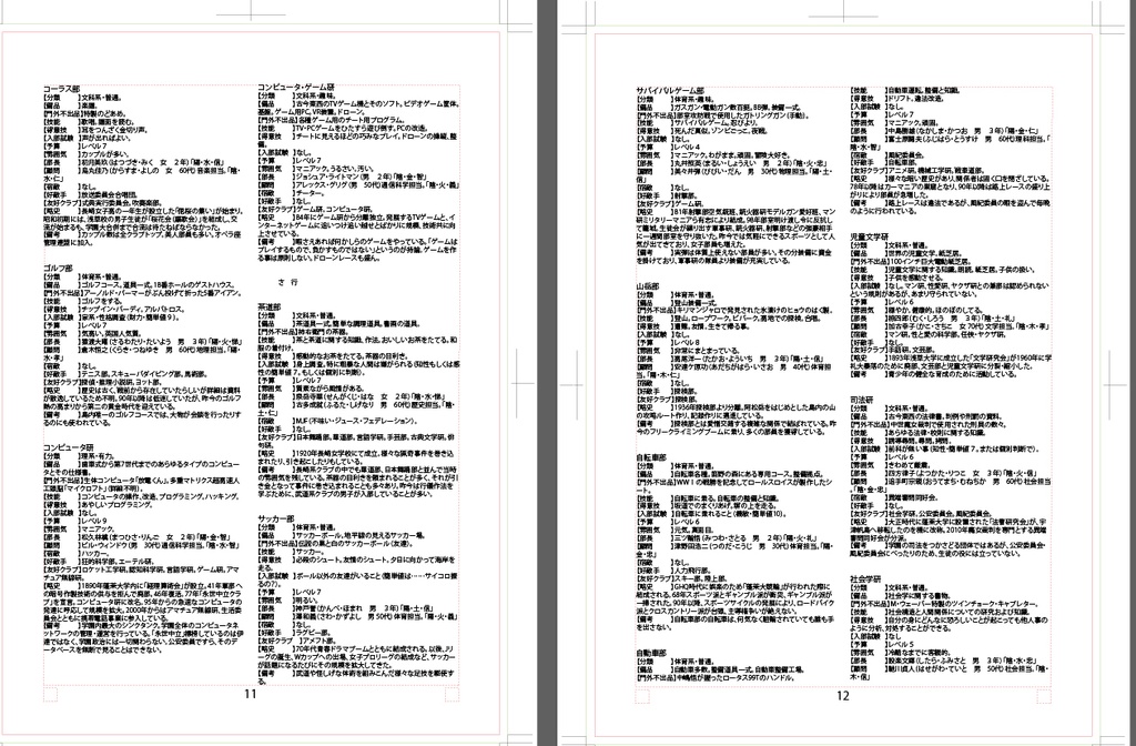 蓬莱学園の帰還!! TRPG「蓬莱学園の冒険!!」2020年版クラブ・委員会データ集