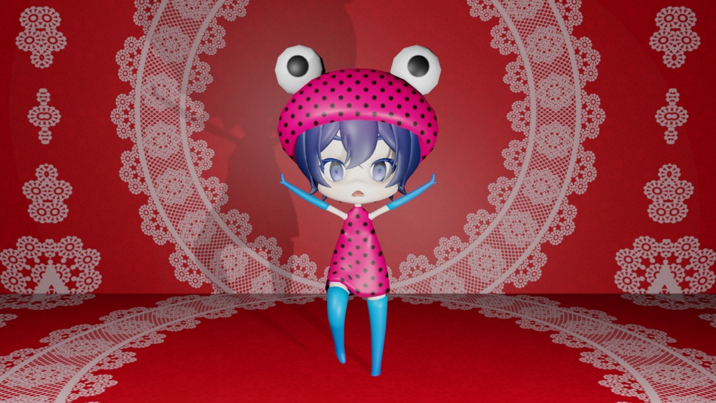 VRChat向け3Dモデル 【ルネ/イチゴヤドクガエル】
