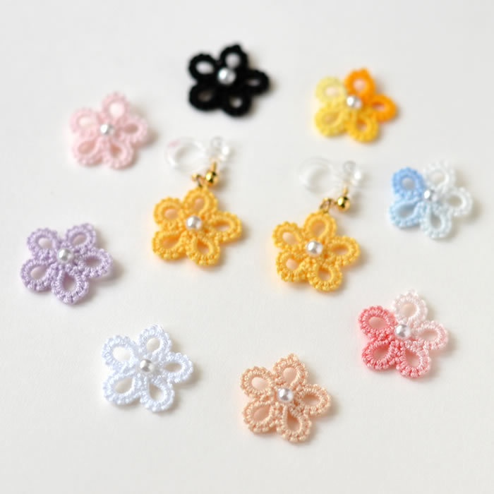 花 樹脂イヤリング ノンホールピアス シンプル 小ぶり 軽い かわいい